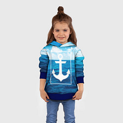 Толстовка-худи детская Anchor - marine theme, цвет: 3D-синий — фото 2