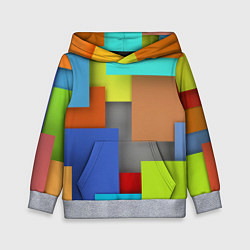 Толстовка-худи детская Разноцветные кубы, цвет: 3D-меланж
