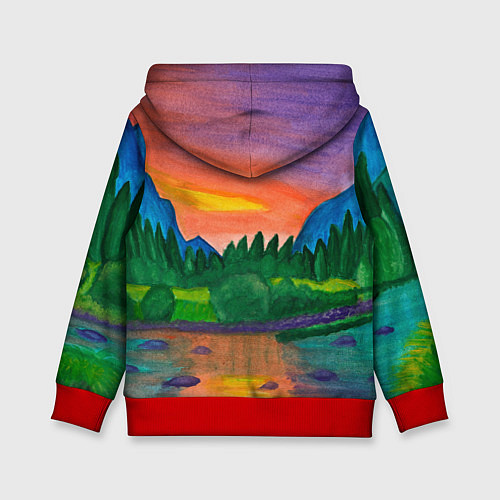 Детская толстовка Закат на реке / 3D-Красный – фото 2