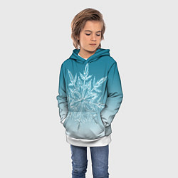 Толстовка-худи детская Резная снежинка, цвет: 3D-белый — фото 2