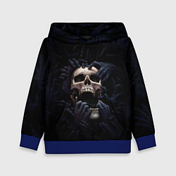 Толстовка-худи детская Hands on skull, цвет: 3D-синий