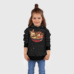 Толстовка-худи детская Суши Кот в Космосе, цвет: 3D-черный — фото 2