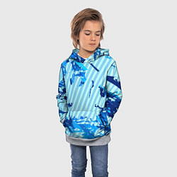 Толстовка-худи детская Синие линии, цвет: 3D-меланж — фото 2