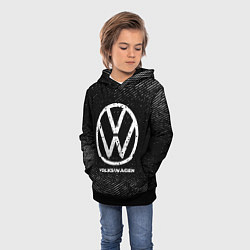 Толстовка-худи детская Volkswagen с потертостями на темном фоне, цвет: 3D-черный — фото 2