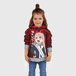 Толстовка-худи детская Пауэр - Красная абстракция, цвет: 3D-меланж — фото 2