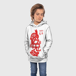 Толстовка-худи детская Red rabbits - happy chinese New Year, цвет: 3D-белый — фото 2