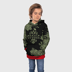 Толстовка-худи детская Пиксельный камуфляж Russian Federation, цвет: 3D-красный — фото 2