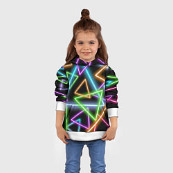 Толстовка-худи детская Неоновые треугольники - текстура, цвет: 3D-белый — фото 2