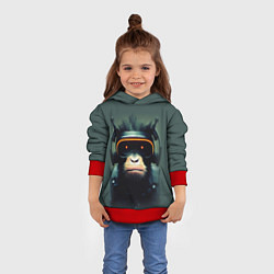 Толстовка-худи детская Кибер-обезьяна, цвет: 3D-красный — фото 2