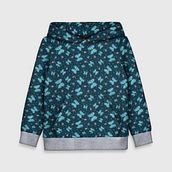 Детская толстовка Бабочки и цветы на фоне точек