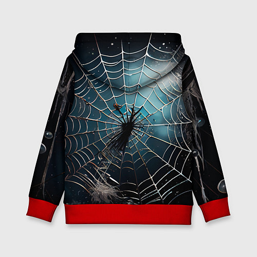 Детская толстовка Halloween - паутина на фоне мрачного неба / 3D-Красный – фото 2