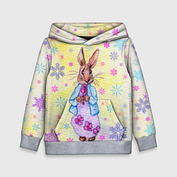 Толстовка-худи детская Винтажный кролик, цвет: 3D-меланж