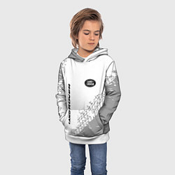 Толстовка-худи детская Land Rover speed на светлом фоне со следами шин: н, цвет: 3D-белый — фото 2