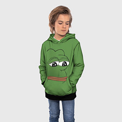 Толстовка-худи детская Лягушонок Pepe грустит, цвет: 3D-черный — фото 2