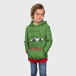 Толстовка-худи детская Лягушонок Pepe грустит, цвет: 3D-красный — фото 2