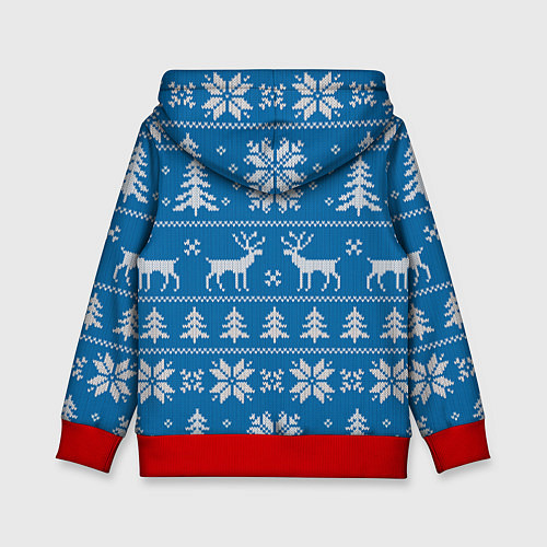 Детская толстовка Рождественский синий свитер с оленями / 3D-Красный – фото 2