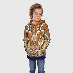 Толстовка-худи детская Голова лисы в узорах, цвет: 3D-синий — фото 2