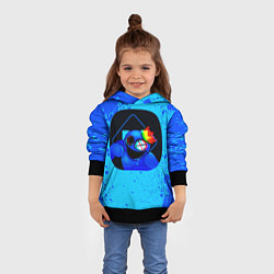 Толстовка-худи детская Радужные друзья: Синий глитч, цвет: 3D-черный — фото 2