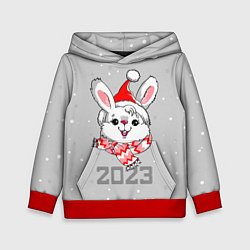 Детская толстовка Белый кролик в шарфе 2023