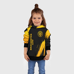 Толстовка-худи детская Manchester City - gold gradient: надпись, символ, цвет: 3D-черный — фото 2
