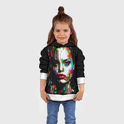 Толстовка-худи детская Анджелина Джоли - поп-арт, цвет: 3D-белый — фото 2