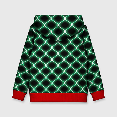 Детская толстовка Зелёная неоновая сетка / 3D-Красный – фото 2