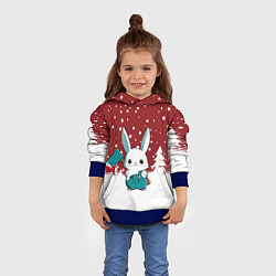Толстовка-худи детская Кролик лесоруб, цвет: 3D-синий — фото 2