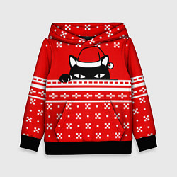 Детская толстовка Выглядывающий котик - красный свитер