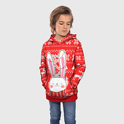 Толстовка-худи детская Новогодний свитер с символом года, цвет: 3D-красный — фото 2