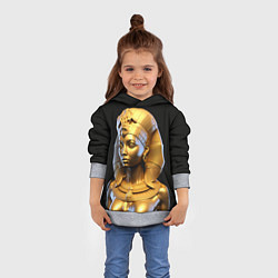 Толстовка-худи детская Нейросеть - золотая египетская богиня, цвет: 3D-меланж — фото 2