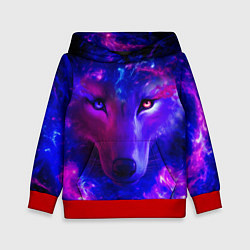 Толстовка-худи детская Волшебный звездный волк, цвет: 3D-красный