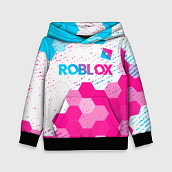 Детская толстовка Roblox neon gradient style: символ сверху