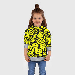 Толстовка-худи детская Кислотный желтый смайлик, цвет: 3D-меланж — фото 2