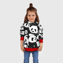 Толстовка-худи детская С пандами паттерн, цвет: 3D-красный — фото 2