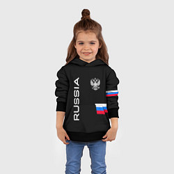 Толстовка-худи детская Россия и три линии на черном фоне, цвет: 3D-черный — фото 2