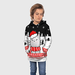 Толстовка-худи детская Новогодний свитер с котиком, цвет: 3D-белый — фото 2