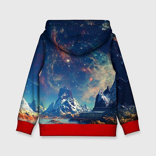 Детская толстовка Горы и бескрайний космос / 3D-Красный – фото 2
