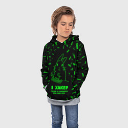 Толстовка-худи детская Кролик хакер, цвет: 3D-меланж — фото 2