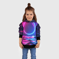 Толстовка-худи детская Круг и разноцветные кристаллы - vaporwave, цвет: 3D-черный — фото 2