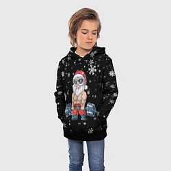 Толстовка-худи детская Силач Санта, цвет: 3D-черный — фото 2