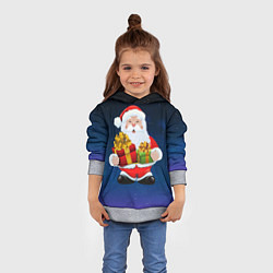 Толстовка-худи детская Санта Клаус с двумя подарками, цвет: 3D-меланж — фото 2