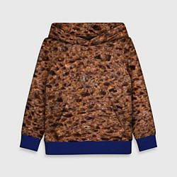 Толстовка-худи детская Мякиш черного хлеба, цвет: 3D-синий