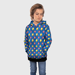 Толстовка-худи детская Новогодние ёлочные игрушки, цвет: 3D-черный — фото 2