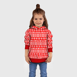 Толстовка-худи детская New Years winter pattern, цвет: 3D-красный — фото 2