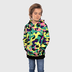 Толстовка-худи детская Неоновый камуфляж, цвет: 3D-черный — фото 2