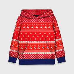 Толстовка-худи детская Праздничный красный свитер, цвет: 3D-синий