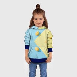 Толстовка-худи детская Жёлтый и голубой цвета и абрикосы, цвет: 3D-синий — фото 2
