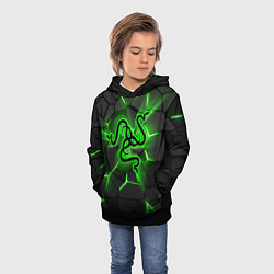 Толстовка-худи детская Razer neon logo, цвет: 3D-черный — фото 2