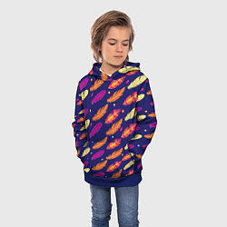 Толстовка-худи детская Перья и бусы, цвет: 3D-синий — фото 2