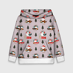 Толстовка-худи детская A bird with new years gifts, цвет: 3D-белый